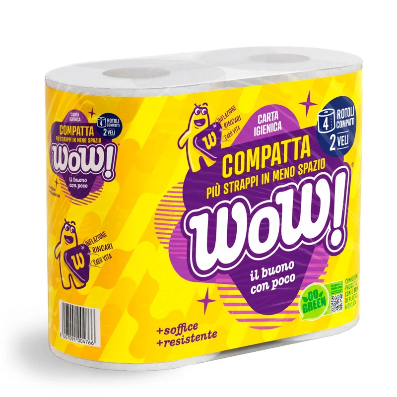 Carta igienica doppio velo "compatta" 4rotoli WOW