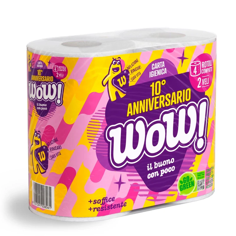 Carta igienica doppio velo "anniversario" 4rotoli WOW