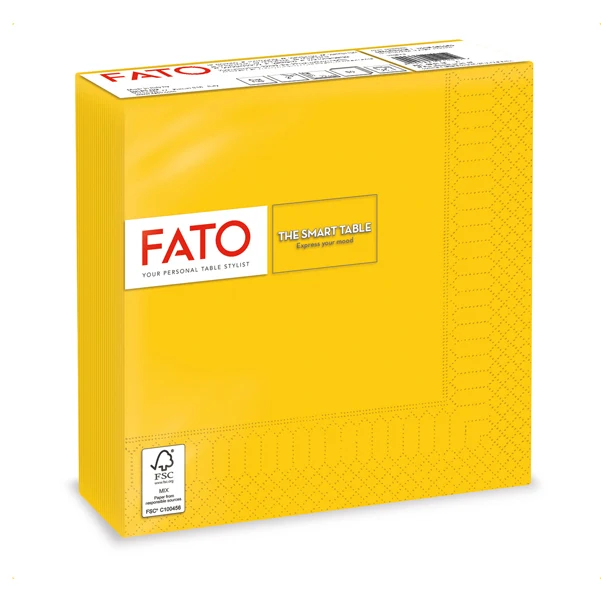 FATO - 82621200 - Tovagliolo - carta - 33 x 33 cm - 2 veli - giallo - Fato - conf. 50 pezzi - 91345 - Conf. da 1 Pz.
