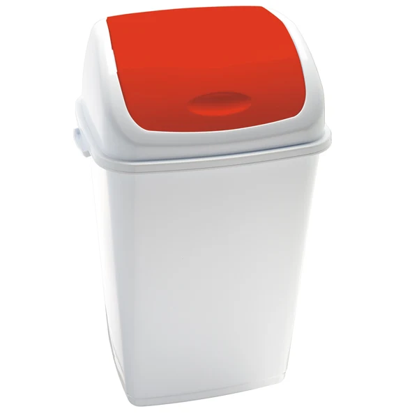 Medial - 909057 - Pattumiera con coperchio basculante Rif - 44x33x68 cm - 50 L - bianco-rosso - Medial - 82735 - Conf. da 1 Pz.