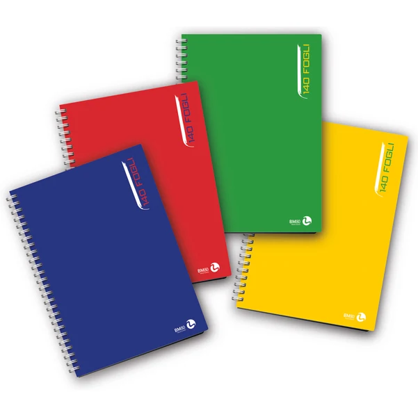 BM - 0112760 - Blocco notes - spiralato sul lato lungo - 4mm - 22,3 x 29,7cm - 80gr - 140 fogli - BM - 77346 - Conf. da 3 Pz.