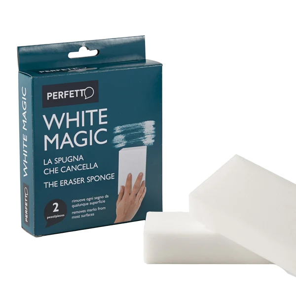 PERFETTO - 0246E - Spugna cancella macchie White Magic - 12 x 2,5 x 6 cm - Perfetto - conf. 2 pezzi - 74080 - Conf. da 1 Pz.