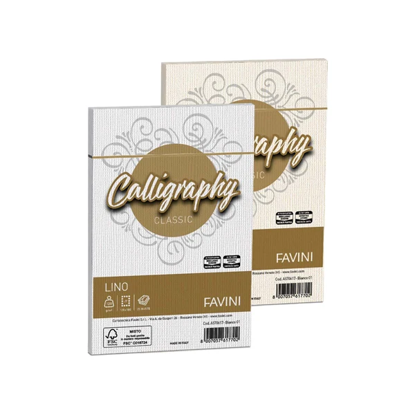 FAVINI - A57Q617 - Buste Calligraphy Lino - 120 x 180 mm - 120 gr - avorio 02 - Favini - conf. 25 pezzi - 57475 - Conf. da 1 Pz.
