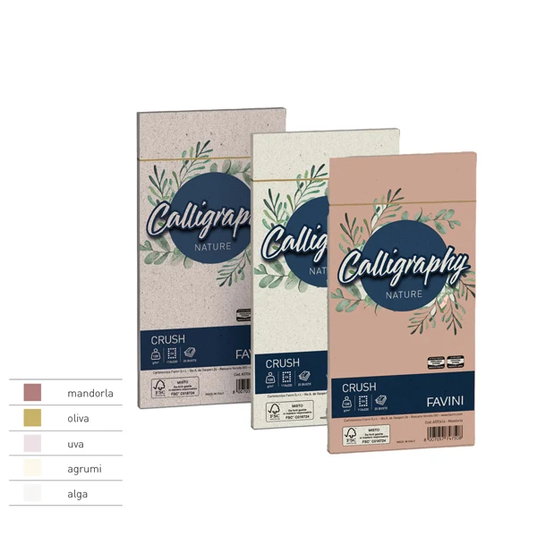 FAVINI - A57Q204 - Busta Calligraphy Nature Crush - 110 x 220 mm - 90 gr - alga - Favini - conf. 25 pezzi - 94687 - Conf. da 1 Pz.
