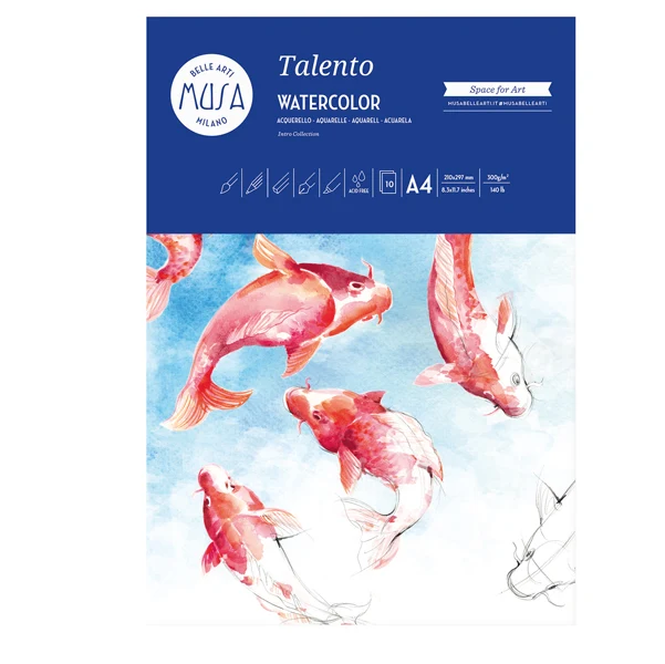 MUSA - MU131294 - Carta per acquarello Talento - A4 - 300 gr-m2 - MUSA - conf. 10 fogli - 94140 - Conf. da 1 Pz.
