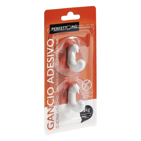 PERFETTO - 16950 - Gancio adesivo - mod.G - Perfetto - conf. 2 pezzi - 99843 - Conf. da 1 Pz.