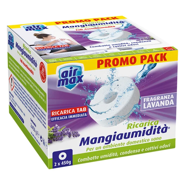 AIR MAX - D0091 - Ricarica tab Mangiaumidità - lavanda - 2 x 450 gr - Air Max - conf. 2 pezzi - 99994 - Conf. da 1 Pz.