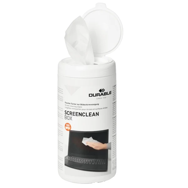 DURABLE - 5736-02 - Salvietta pulisci schermo Screenclean - Durable - conf. 100 pezzi - 99762 - Conf. da 1 Pz.