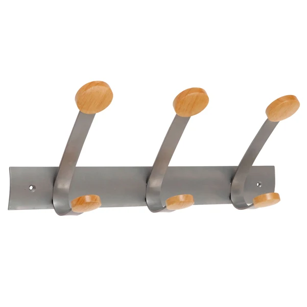 ALBA - PMV3 - Appendiabiti da muro - 3 posti - 45 x 11,2 x 17,5 cm - metallo-legno - grigio metallo-legno chiaro - Alba - 71273 - Conf. da 1 Pz.