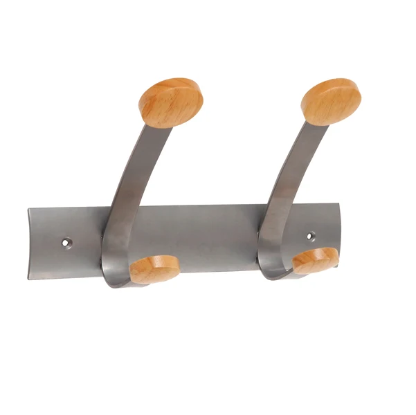 ALBA - PMV2 - Appendiabiti da muro - 2 posti - 30 x 11,2 x 17,5 cm - metallo-legno - grigio metallo-legno chiaro - Alba - 71272 - Conf. da 1 Pz.