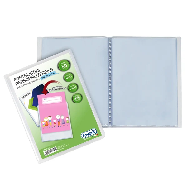 FAVORIT - 100460238 - Portalistini personalizzabile Sviluppo - liscio - 15x21 cm - 50 buste - trasparente - Favorit - 70770 - Conf. da 1 Pz.