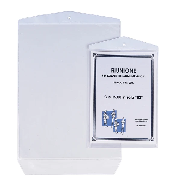 SEI ROTA - 472230 - Buste Porta Avvisi Appendicartello - PVC - 22 x 30 cm - trasparente - Sei Rota - conf. 10 pezzi - 25986 - Conf. da 1 Pz.