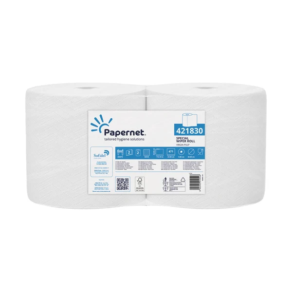 PAPERNET - 421830 - Bobina asciugatutto - 2 veli - goffratura a onda - diametro 26 cm - 19,5 gr - 23,4 cm x 112,1 mt - bianco - Papernet - 103905 - Conf. da 2 Pz.