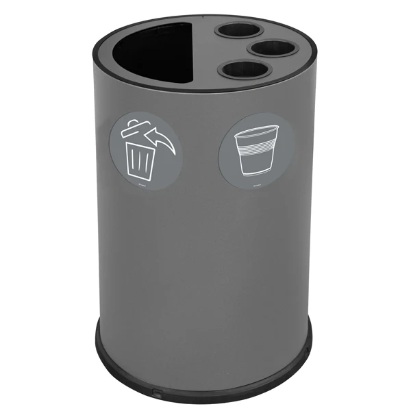 STILCASA - 995-G - Contenitore tondo per raccolta differenziata - con divisiorio bicchieri - 50 L - grigio - Stilcasa - 102107 - Conf. da 1 Pz.