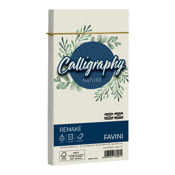 FAVINI - A570273 - Busta Calligraphy Remake - 110 x 220 mm - 120 gr - perla - Favini - conf. 25 pezzi - 100417 - Conf. da 1 Pz.