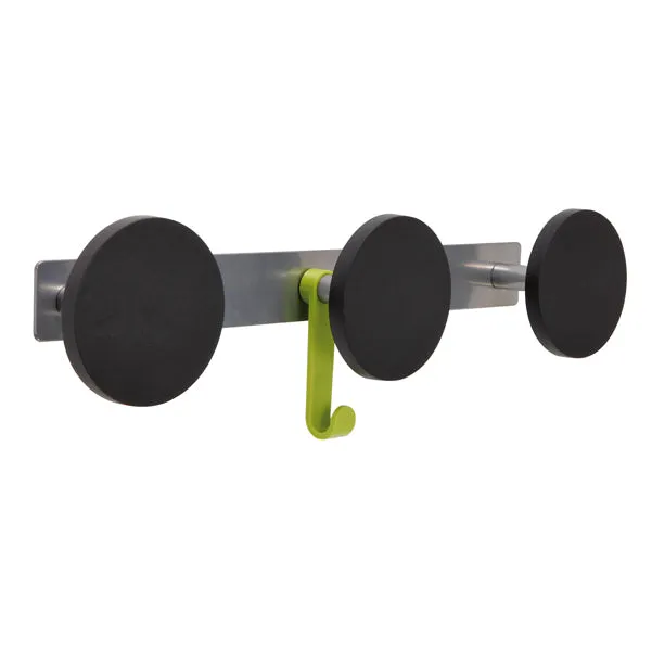 ALBA - PMS3 - Appendiabiti da muro - 3 posti - 45 x 7 x 9 cm - nero-acciaio - Alba - 68308 - Conf. da 1 Pz.