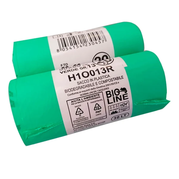No Brand - H1O013R - Sacchi bio - 50x60 cm - 30 L - 17 micron - verde - conf. 20 pezzi - 91325 - Conf. da 1 Pz.