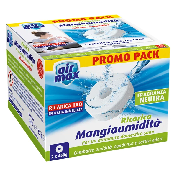 AIR MAX - D0090 - Ricarica tab Mangiaumidità - neutra - 2 x 450 gr - Air Max - conf. 2 pezzi - 99993 - Conf. da 1 Pz.