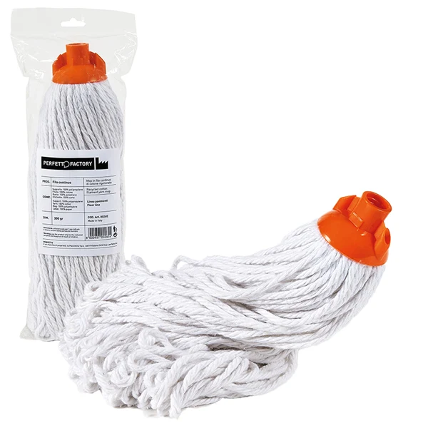 PerfettoFactory - 0026E - Mop industriale Falcon - a frange - 300 gr - cotone rigenerato - bianco - PerfettoFactory - 99955 - Conf. da 1 Pz.