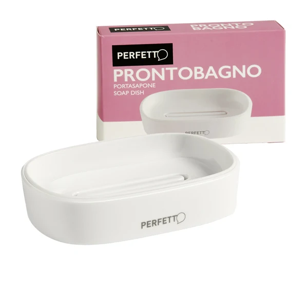 PERFETTO - 12515 - Portasapone Pronto Bagno - 12,5 x 8 x 2,5 cm - PPL - bianco - Perfetto - 99823 - Conf. da 1 Pz.