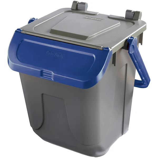 Mobil Plastic - 11-25GRB-BLB - Contenitore portarifiuti Ecology - con sportello e maniglione - 25 L - grigio-blu - Mobil Plastic - 97435 - Conf. da 1 Pz.