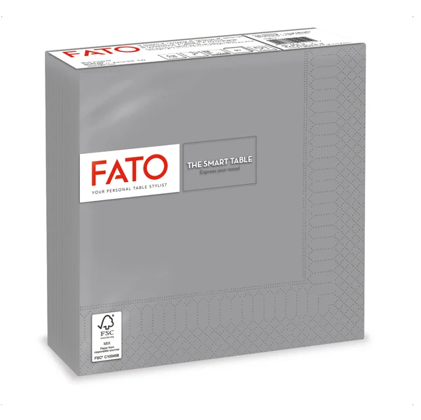 FATO - 82623700 - Tovagliolo - carta - 33 x 33 cm - 2 veli - grigio - Fato - conf. 50 pezzi - 91346 - Conf. da 1 Pz.