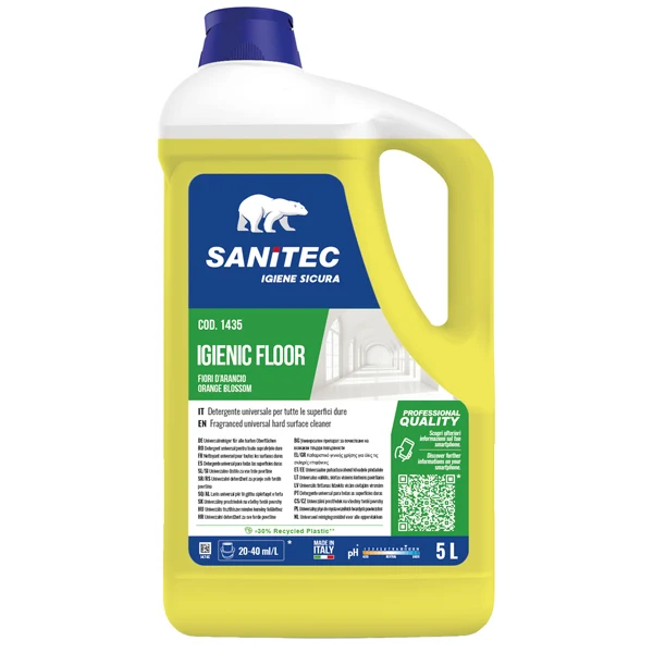 Sanitec - 1435 - Detergente pavimento Igienic Floor - 5 L - fiori d'arancio - Sanitec - 91765 - Conf. da 1 Pz.