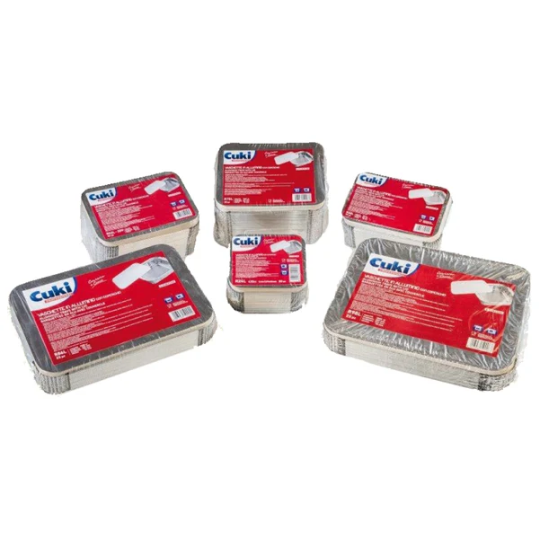 Cuki Professional - 152705897 - Contenitore in alluminio - 20,2 x 13,7 x 5 cm - 3 porzioni - coperchio incluso - Cuki Professional - pack 50 pezzi - 82646 - Conf. da 1 Pz.