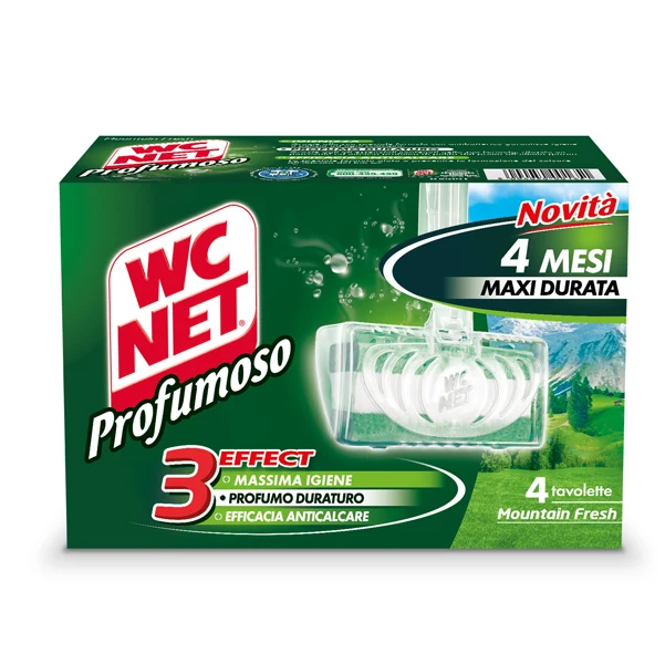 WC NET - M74833 - Tavoletta Profumoso Mountain Fresh - WC Net - 4 gabbiette da 34 gr - 49806 - Conf. da 1 Pz.