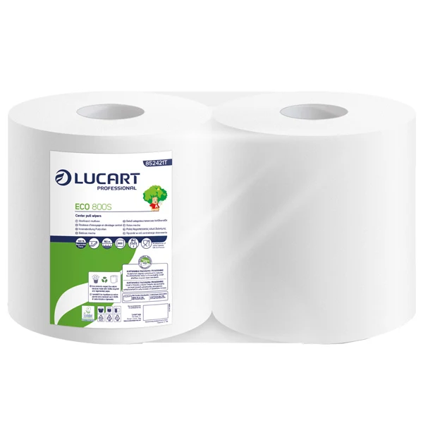 Lucart - 852421T - Bobina asciugatutto Eco 800S - 2 veli - 18,5 gr - diametro 26 cm - H 21,5 cm x 192 m - microgoffrata - Lucart - 103764 - Conf. da 2 Pz.