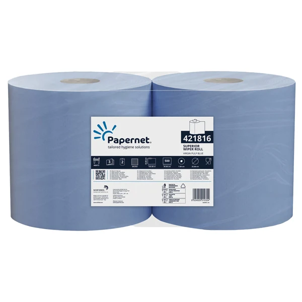 PAPERNET - 421816 - Bobina asciugatutto Superior - 3 veli - 19 gr - diametro 25 cm - 23,6 cm x 150 m - blu - Papernet - 102884 - Conf. da 2 Pz.
