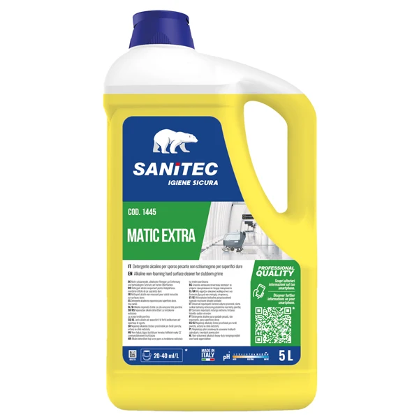 Sanitec - 1445 - Detergente alcalino Matic Extra - per sporco pesante - 5 L - Sanitec - 96808 - Conf. da 1 Pz.