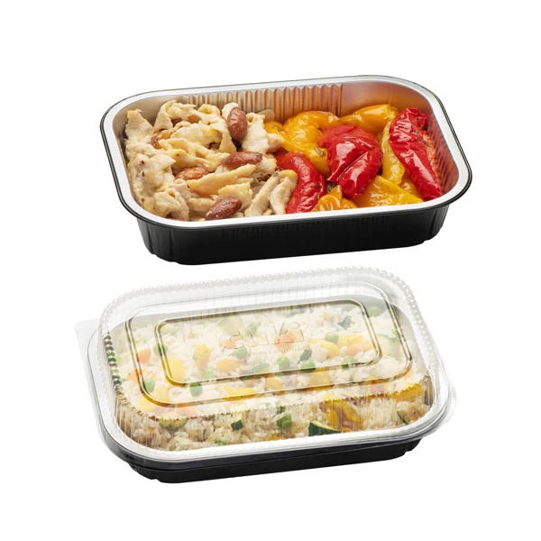 Cuki Professional - 154227267 - Contenitore alluminio stirato - c- coperchio R-PET - 2 porzioni - 22 x 15 x 4,4 cm - Cuki Professional - conf. 25 pezzi - 100745 - Conf. da 1 Pz.