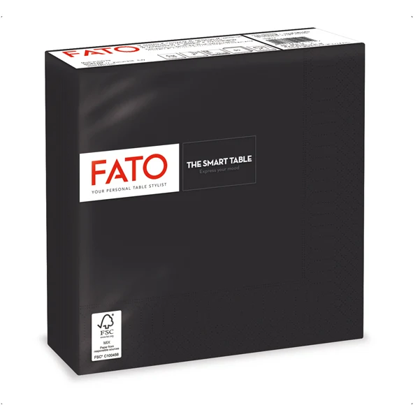 FATO - 82622500 - Tovagliolo - carta - 33 x 33 cm - 2 veli - nero - Fato - conf. 50 pezzi - 91347 - Conf. da 1 Pz.