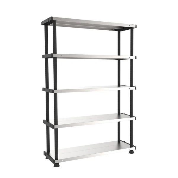TERRY - 1003054 - Scaffale - 5 ripiani - 119 x 45 x 185 cm - PPL -metallo - grigio-nero - Terry - 74485 - Conf. da 1 Pz.