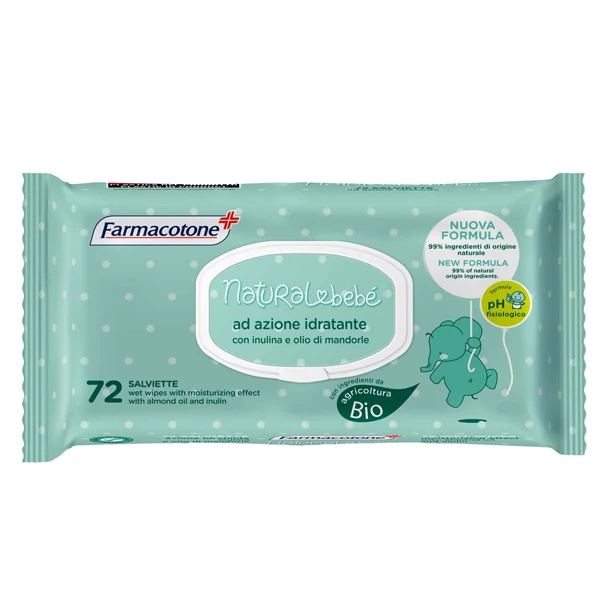 FARMACOTONE - 3457FB03 - Salviette idratanti Natural Bebé - Farmacotone - busta da 72 pezzi - 91605 - Conf. da 1 Pz.