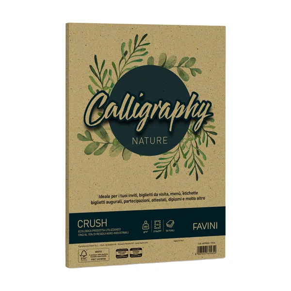 FAVINI - A69N564 - Carta Calligraphy Nature Crush - A4 - 250 gr - verde oliva - Favini - conf. 50 fogli - 79780 - Conf. da 1 Pz.