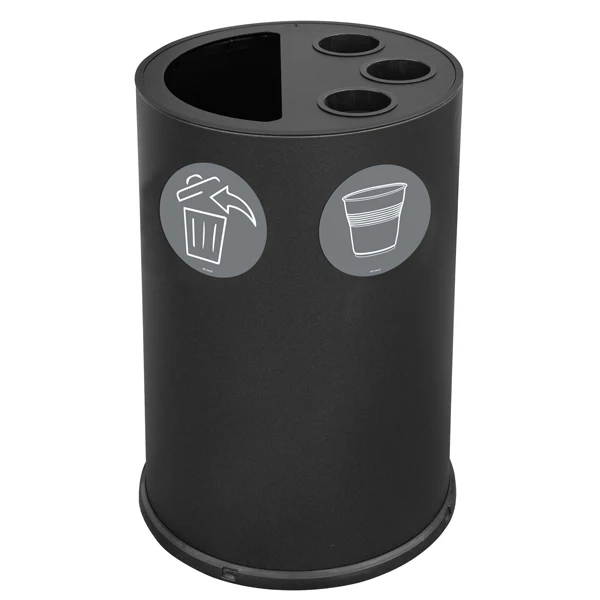 STILCASA - 995-N - Contenitore tondo per raccolta differenziata - con divisiorio bicchieri - 50 L - nero - Stilcasa - 102108 - Conf. da 1 Pz.