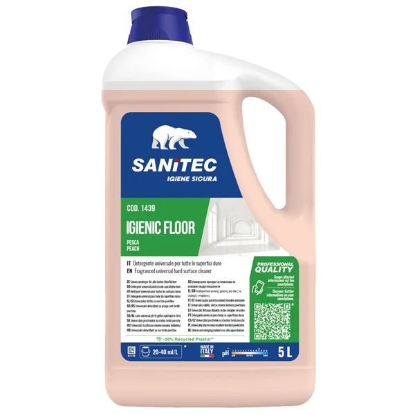 Sanitec - 1439 - Detergente pavimento Igienic Floor - 5 L - pesca-gelsomino - Sanitec - 91766 - Conf. da 1 Pz.