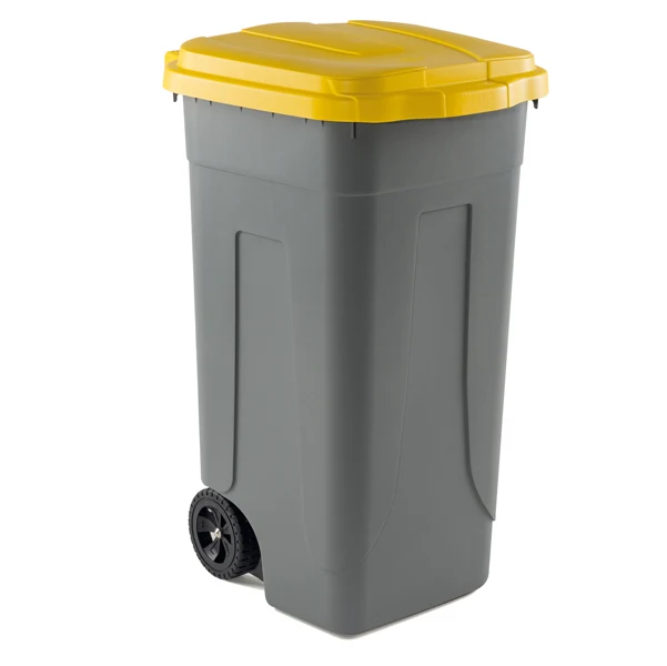 Mobil Plastic - 100-GRC-GIA - Bidone mobile - con chiusura a clip - 49x54x85 cm - 100 L - grigio-giallo - Mobil Plastic - 86729 - Conf. da 1 Pz.