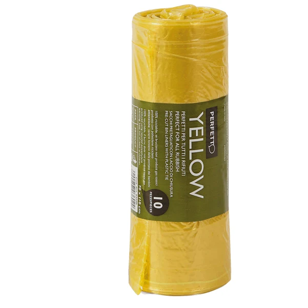 PERFETTO - 0360B - Sacchi rifiuti Classic - 70 x 110 cm - 120 L - 20 micron - giallo - Perfetto - conf. 10 pezzi - 86556 - Conf. da 1 Pz.