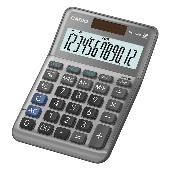 CASIO - MS-120FM-WA-EP - Calcolatrice da tavolo MS-120FM - 12 cifre - grigio - Casio - 72197 - Conf. da 1 Pz.