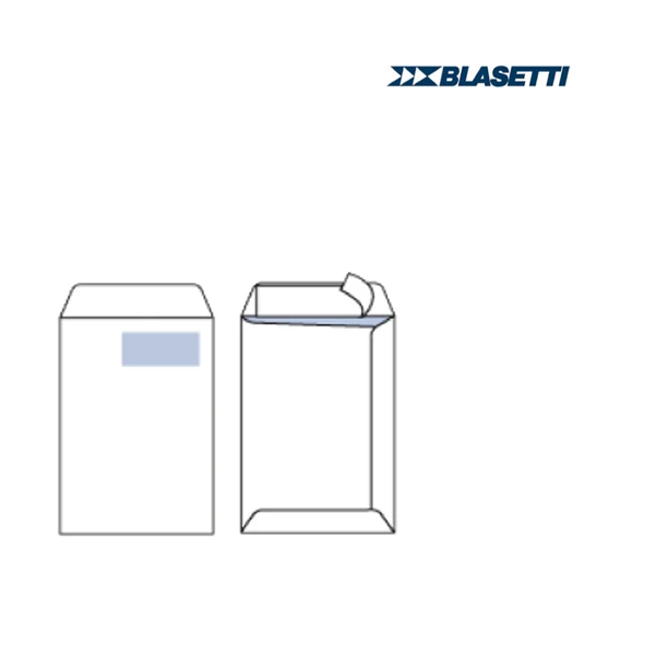 BLASETTI - 639 - Busta a sacco Self - con finestra - strip adesivo - 23 x 33 cm - 100 gr - bianco - Blasetti - conf. 500 pezzi - 48615 - Conf. da 1 Pz.