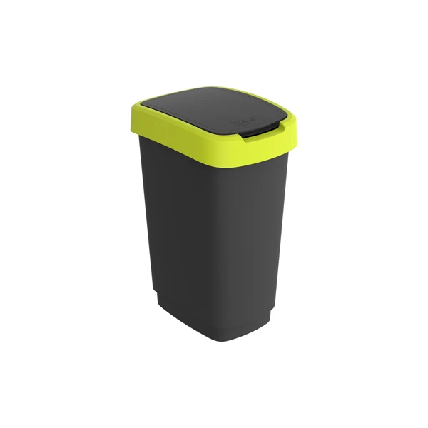ROTHO - F600311 - Pattumiera con coperchio basculante - 25 L - 33,3 x 25,2 x 47,6 cm - PPL - nero-verde lime - Rotho - 97445 - Conf. da 1 Pz.