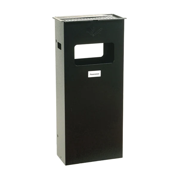 METALPLUS - 5430-1 - Gettacarte-posacenere da terra - da esterno - 30 x 70 x 15 cm - grigio scuro - Metalplus - 64831 - Conf. da 1 Pz.