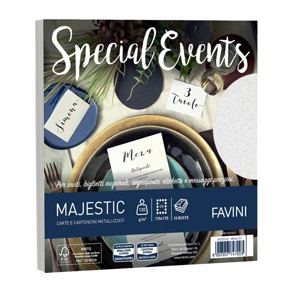 FAVINI - A570118 - Busta Special Events - 170 x 170 mm - 120 gr - bianco - Favini - conf. 10 buste - 100439 - Conf. da 1 Pz.