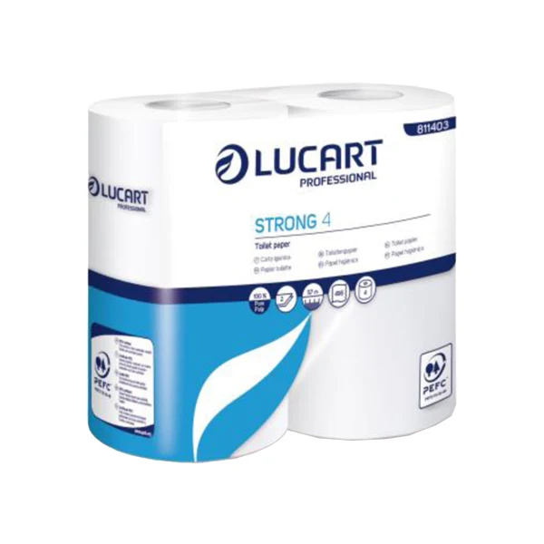 Lucart - 811403Q - Carta igienica Strong 4 - 2 veli - 496 strappi - bianco - Lucart - pacco 4 rotoli - 96737 - Conf. da 1 Pz.