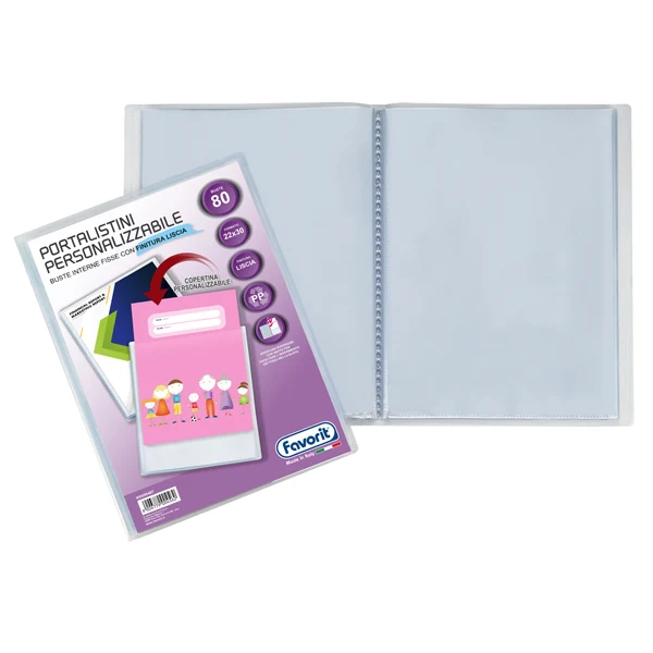 FAVORIT - 400090487 - Portalistini personalizzabile Premium - liscio - 22x30 cm - 80 buste - trasparente - Favorit - 80548 - Conf. da 1 Pz.