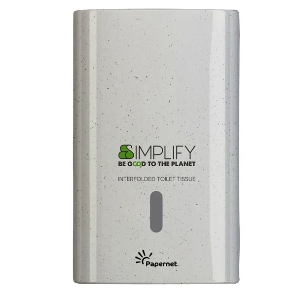 PAPERNET - 421334 - Distributore carta igenica interfogliata Simplify - 16,5 x 13,5 x 26,5 cm - white wood - Papernet - 100638 - Conf. da 1 Pz.
