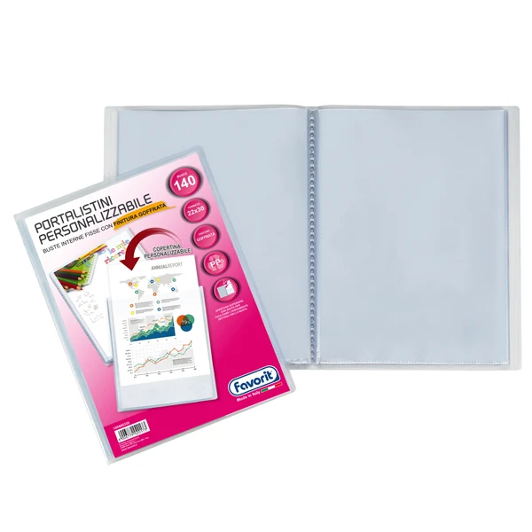 FAVORIT - 100460335 - Portalistini personalizzabile Sviluppo - buccia - 22x30 cm - 140 buste - trasparente - Favorit - 61985 - Conf. da 1 Pz.